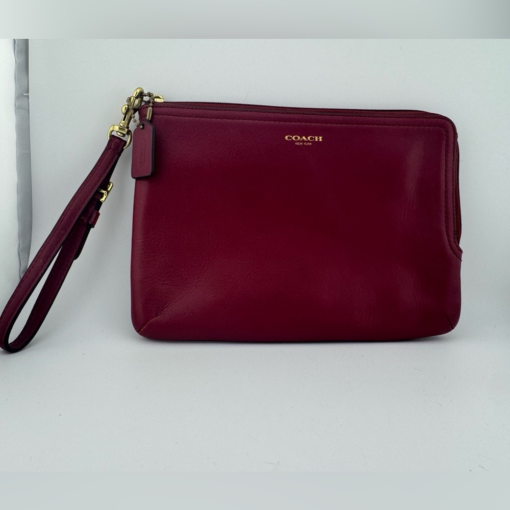 Coach Deep Red Leather Wristlet